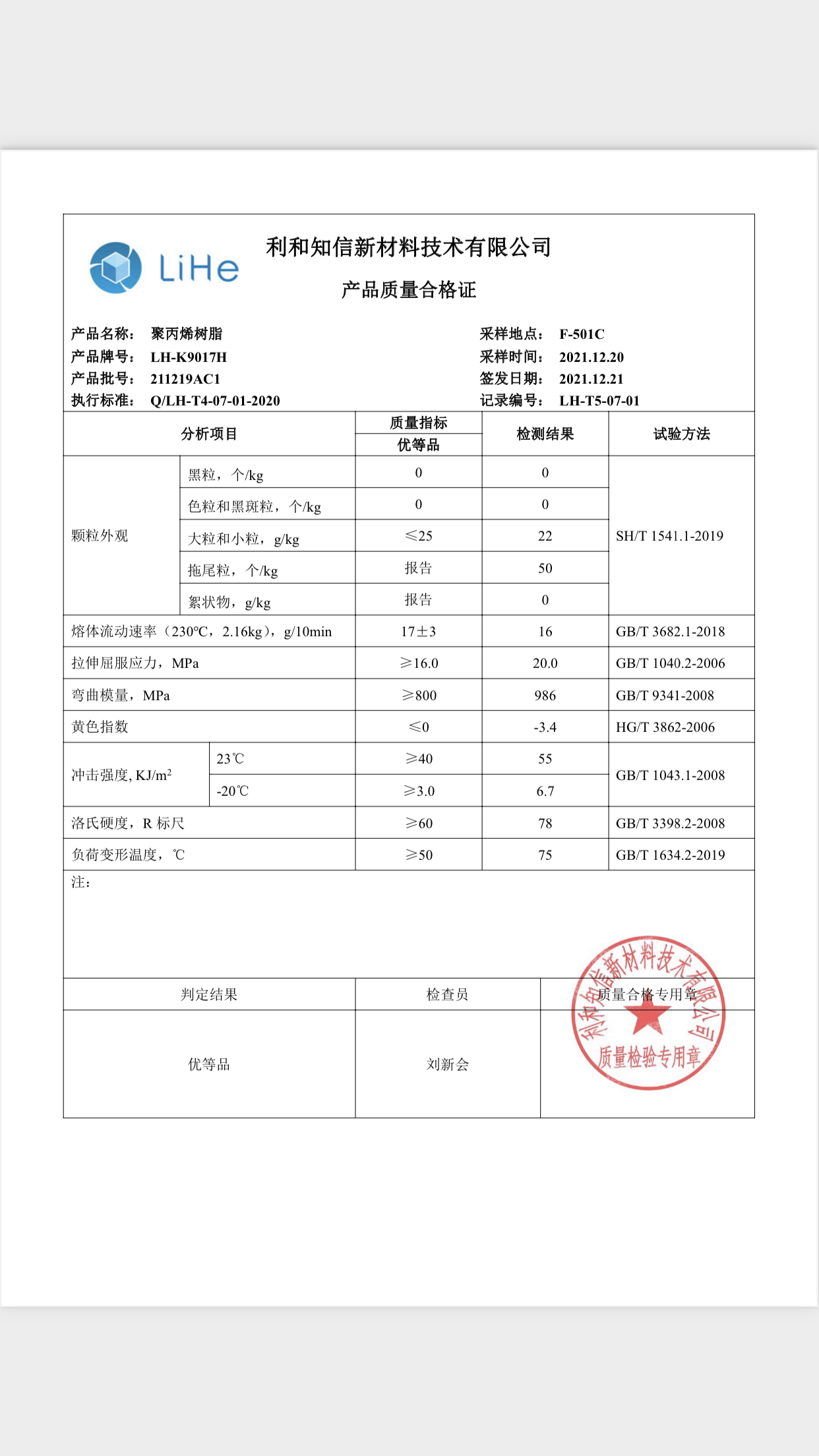 PP LH-K9017H/利和知信新材料技术物性表/性能参数/原料技术参数-中塑在线